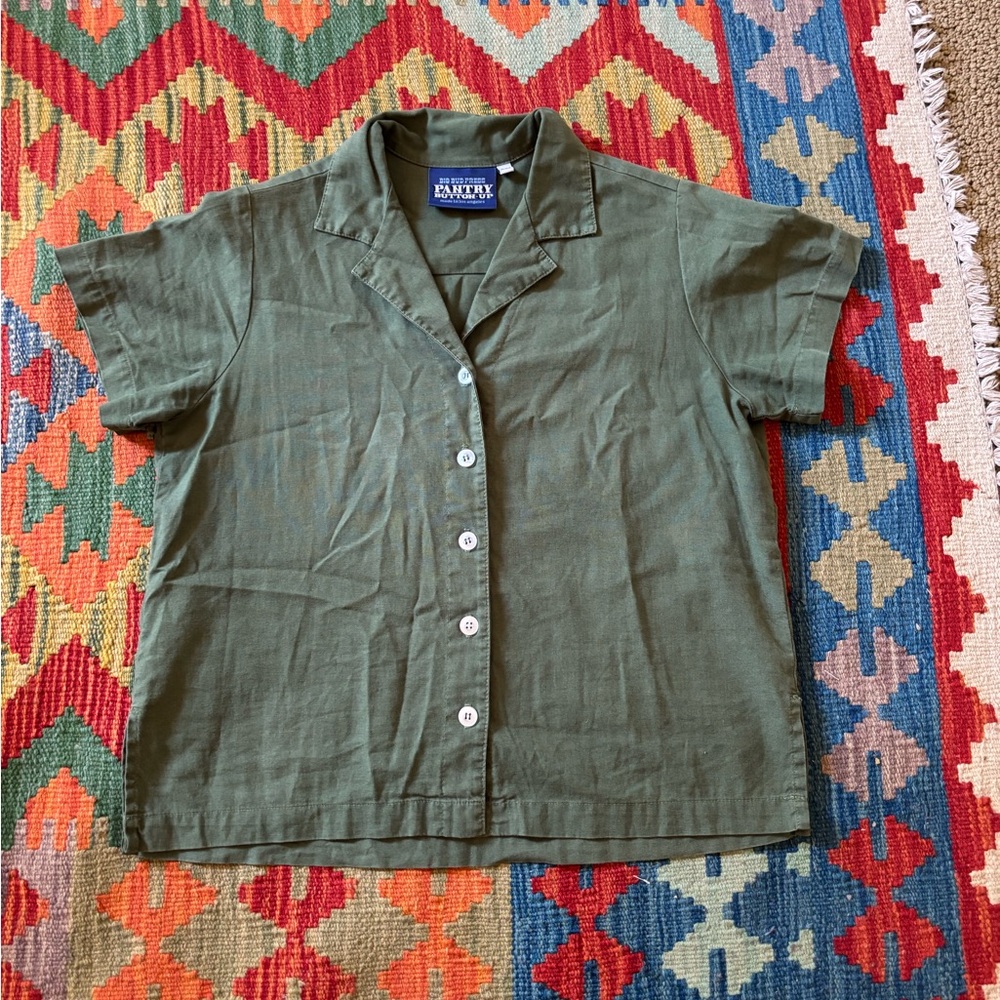 Big Bud Press pantry button up - dark emerald green xxs